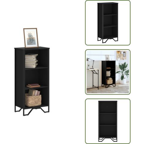 The Living Store Estantería de madera de ingeniería negra 50x31x106 cm - Estantería de ingeniería