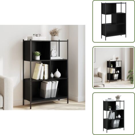 The Living Store Estantería de madera de ingeniería negra 72x28x109 cm - Estantería de almacenamiento