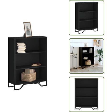 The Living Store Estantería de madera de ingeniería negra 80x31x106 cm - Estantería negra