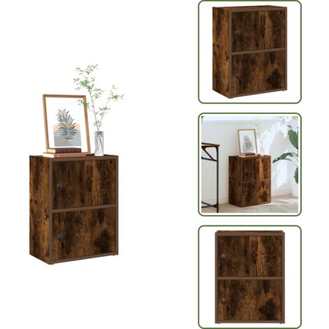 The Living Store Estantería de madera de ingeniería roble ahumado 40x24x52 cm - Armario de libros