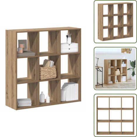 The Living Store Estantería de madera de ingeniería roble artesano 102x32x102 cm - Estantería de ingeniería