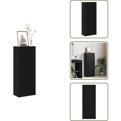 The Living Store Estantería de madera de ingeniería roble negro 40x24x102 cm - Armario de libros