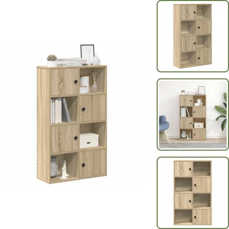 The Living Store Estantería de madera de ingeniería roble sonoma 60x24x101,5 cm - Estantería de libros