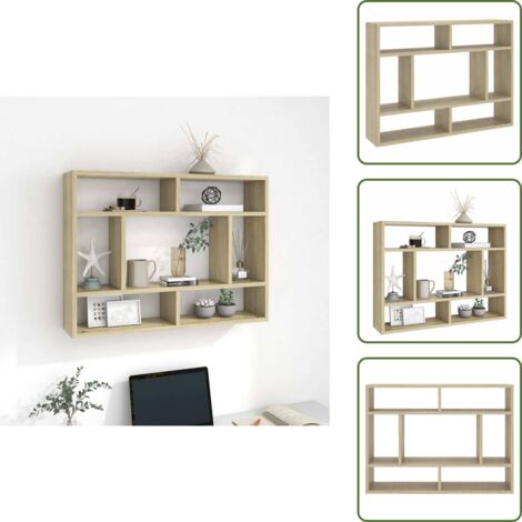 The Living Store Estantería de pared madera contrachapada color roble 75x16x55cm - Estante de madera