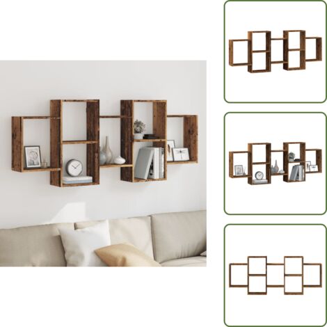 The Living Store Estantería de pared madera ingeniería envejecida 159x18x65 cm - Estantería de madera