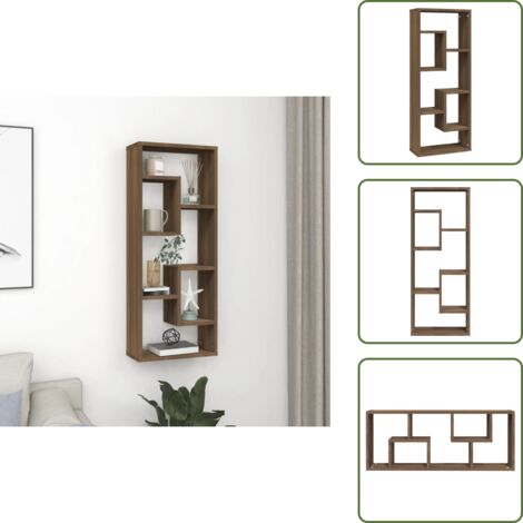 The Living Store Estantería de pared madera ingeniería marrón roble 36x16x90 cm - Estantería de madera