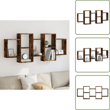 The Living Store Estantería de pared madera ingeniería roble ahumado 159x18x65cm - Estantería de madera
