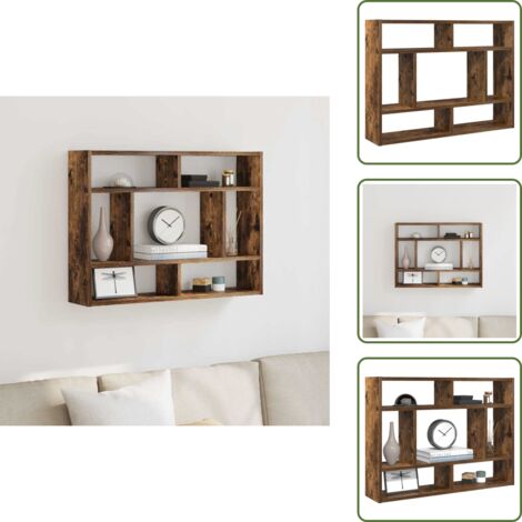 The Living Store Estantería de pared madera ingeniería roble ahumado 75x16x55 cm - Estantería de madera