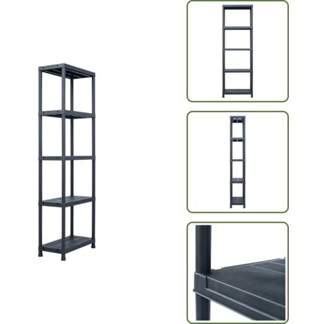 The Living Store Estantería de plástico 125 kg 60x30x180 cm negro - Estantería para salón