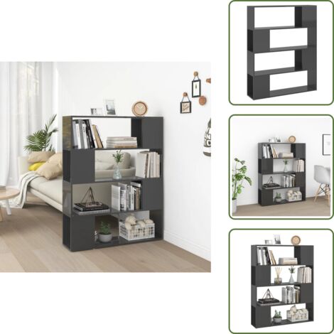 The Living Store Estantería/divisor de espacios gris brillo 100x24x124 cm - Separador de ambientes