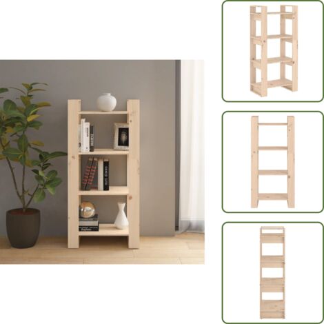 The Living Store Estantería/divisor de espacios madera maciza 60x35x125 cm - Estantería de libros