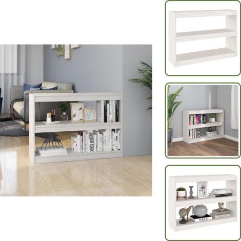 The Living Store Estantería/divisor de espacios madera pino blanco 100x30x71,5 cm - Estantería de pino