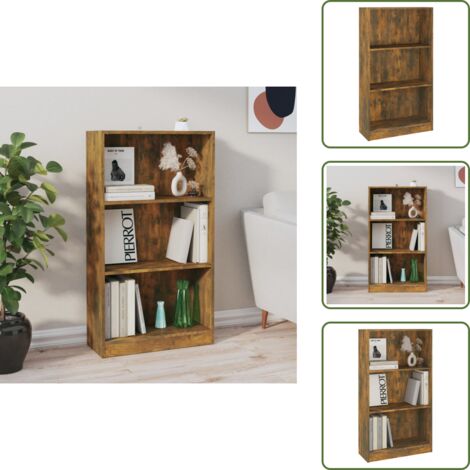 The Living Store Estantería madera contrachapada color roble ahumado 60x24x109cm - Estantería de contrachapado