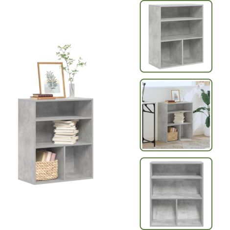 The Living Store Estantería madera contrachapada gris hormigón 60x30x71,5 cm - Estantería para libros
