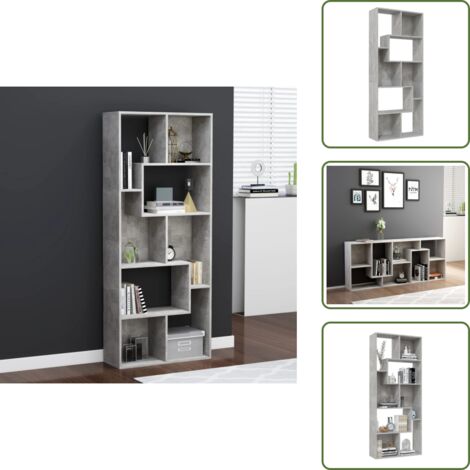 The Living Store Estantería madera contrachapada gris hormigón 67x24x161 cm - Estantería gris hormigón