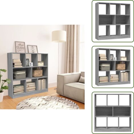 The Living Store Estantería madera contrachapada gris Sonoma 97,5x29,5x100 cm - Estantería gris