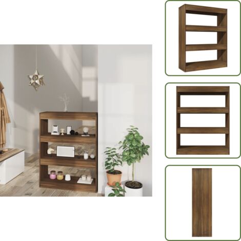 The Living Store Estantería madera contrachapada marrón roble 80x30x103 cm - Estantería de madera