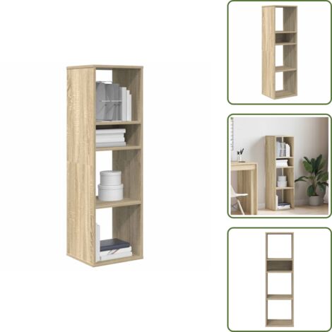 The Living Store Estantería madera de ingeniería color roble sonoma 34x31x112 cm - Estantería de libros