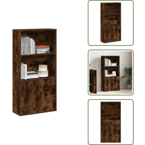 The Living Store Estantería madera de ingeniería roble ahumado 60x24x120 cm - Estantería de libros