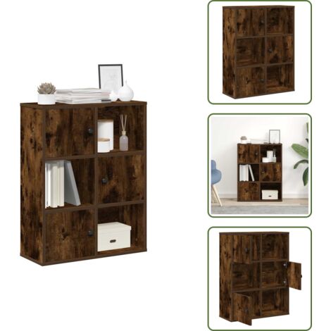 The Living Store Estantería madera de ingeniería roble ahumado 60x24x76,5 cm - Estantería de libros