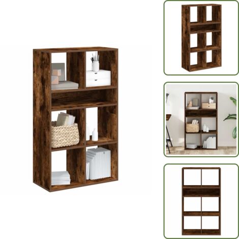 The Living Store Estantería madera ingeniería color roble ahumado 66x31x112 cm - Estantería de madera