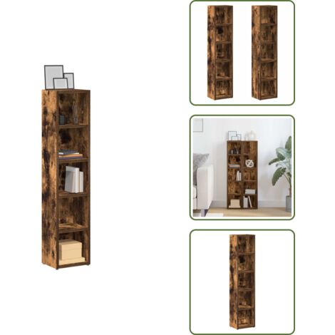 The Living Store Estantería para CD 2 uds madera roble ahumado 21x16x93,5 cm - Estantería de madera
