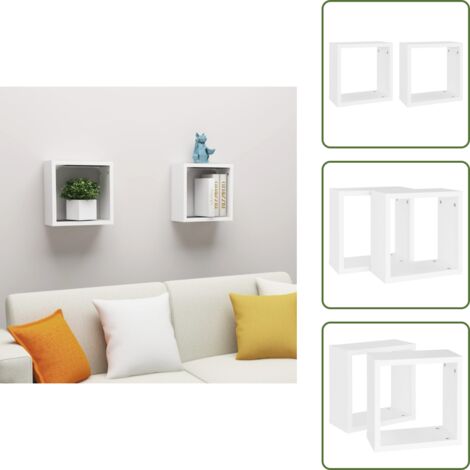 The Living Store Estantes cubo de pared 2 unidades blanco 30x15x30 cm - Estantería de cubo