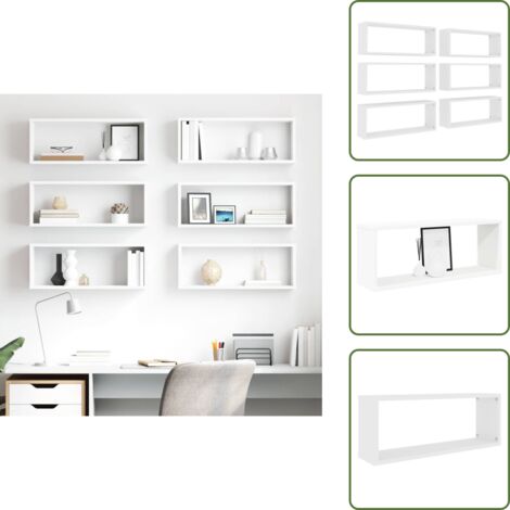 The Living Store Estantes cubo de pared 6 uds contrachapada blanco 60x15x23 cm - Estantes de madera