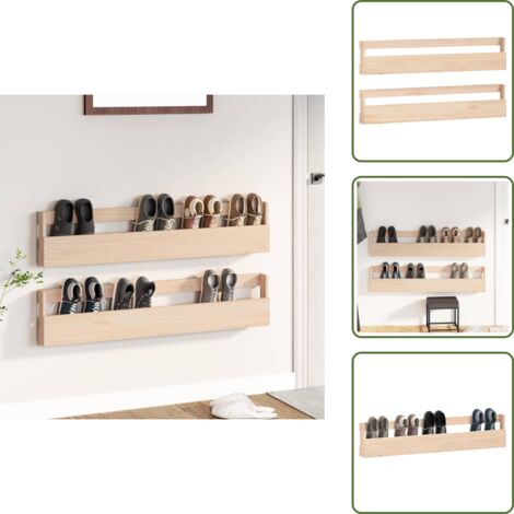 The Living Store Estantes para zapatos de pared 2 uds madera de pino 110x9x23 cm - Estantes de pared