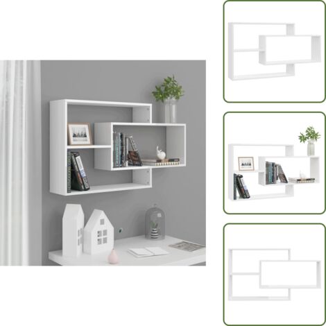 The Living Store Estantes pared madera contrachapada blanco brillo 104x20x58,5cm - Estantería cuadrada