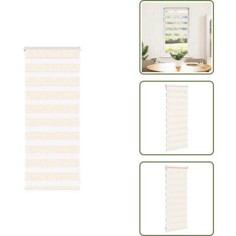 The Living Store Estor cebra beige mármol tejido ancho 55,9 cm poliéster - Estor enrollable