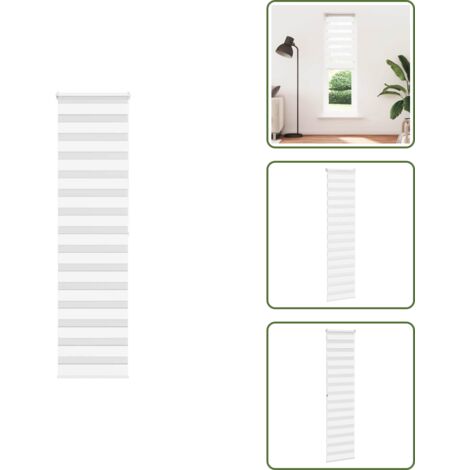 The Living Store Estor cebra blanco 65x200 cm tejido ancho 60,9 cm poliéster - Estor cebra
