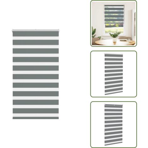 The Living Store Estor cebra gris oscuro 70x150cm tejido ancho 65,9 cm poliéster - Estor cebra