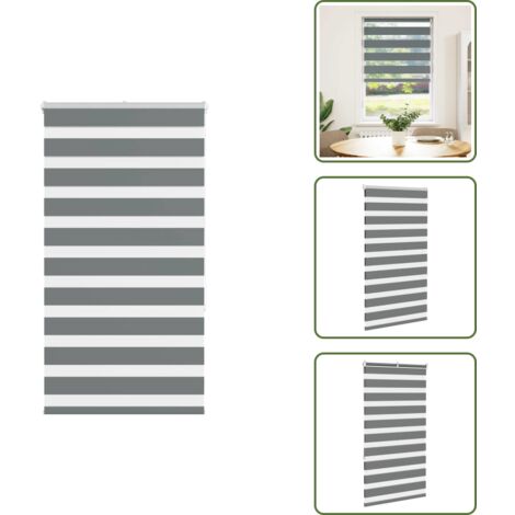 The Living Store Estor cebra gris oscuro 75x150cm tejido ancho 70,9 cm poliéster - Estor cebra
