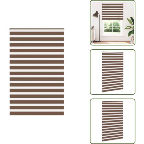 The Living Store Estor cebra marrón 140x200 cm tejido ancho 135,9 cm poliéster - Estor cebra
