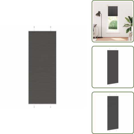 The Living Store Estor Plisado negro 70x200 cm Tela Ancho 69,4 cm Poliéster - Estor negro