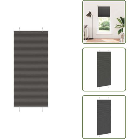 The Living Store Estor Plisado negro 85x200 cm Tela Ancho 84,4 cm Poliéster - Persiana negra