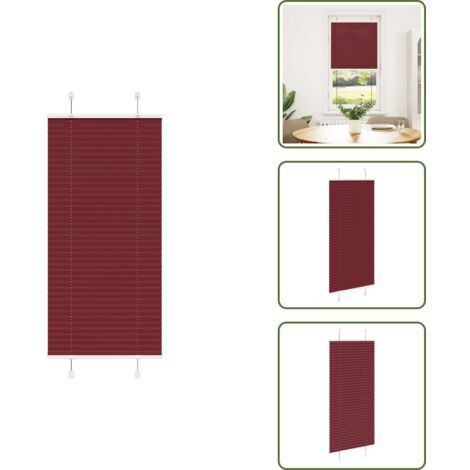 The Living Store Estor Plisado rojo burdeos 65x150 cm Tela Ancho 64,4 cm - Estor plisado