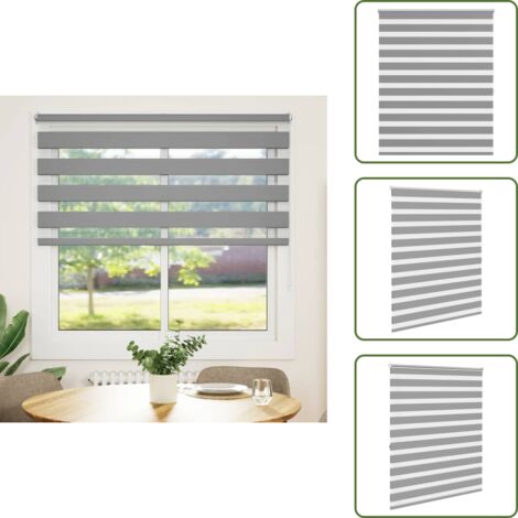 The Living Store Estor Zebra 140,9x175 cm Tejido Ancho 136,7 cm Gris - Persiana zebra