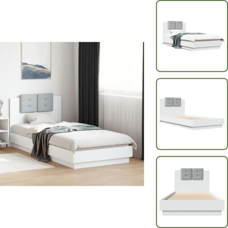 The Living Store Estructura cama con cabecero madera ingeniería blanco 100x200cm - Estructura de cama