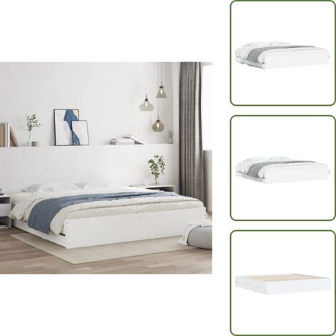 The Living Store Estructura cama con cajones madera ingeniería blanca 160x200 cm - Estructura de cama