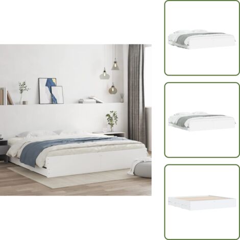 The Living Store Estructura cama con cajones madera ingeniería blanca 200x200 cm - Estructura de cama