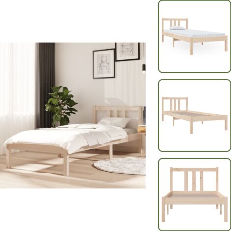 The Living Store Estructura cama individual sin colchón madera maciza 75x190 cm - Estructura de cama