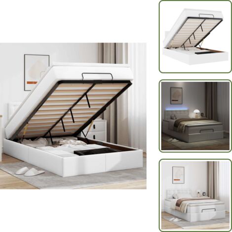 The Living Store Estructura cama otomana colchón blanco puro 120x200cm - Colchón