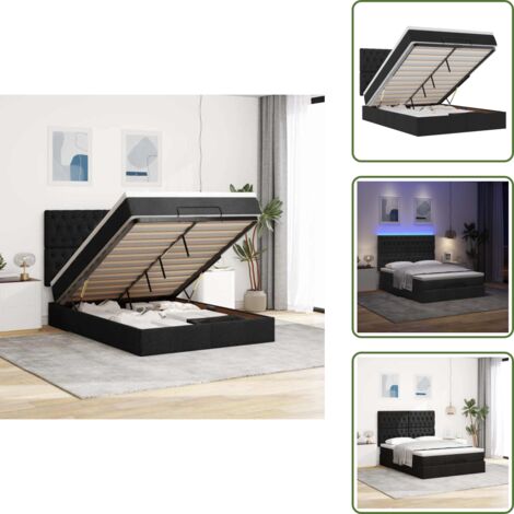 The Living Store Estructura cama otomana colchón tela negro 140x200cm - Colchón