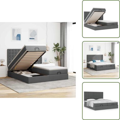 The Living Store Estructura cama otomana colchones tela gris oscuro 180x200cm - Colchón