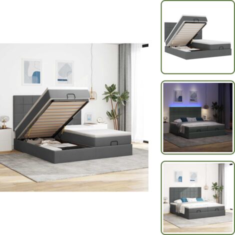 The Living Store Estructura cama otomana colchones tela gris oscuro 180x200cm - Colchón ensacado
