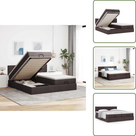 The Living Store Estructura cama otomana colchones tela marrón oscuro 180x200cm - Colchón ensacado