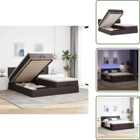 The Living Store Estructura cama otomana colchones tela marrón oscuro 180x200cm - Colchón ensacado