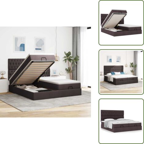 The Living Store Estructura cama otomana colchones tela marrón oscuro 180x200cm - Colchón ensacado